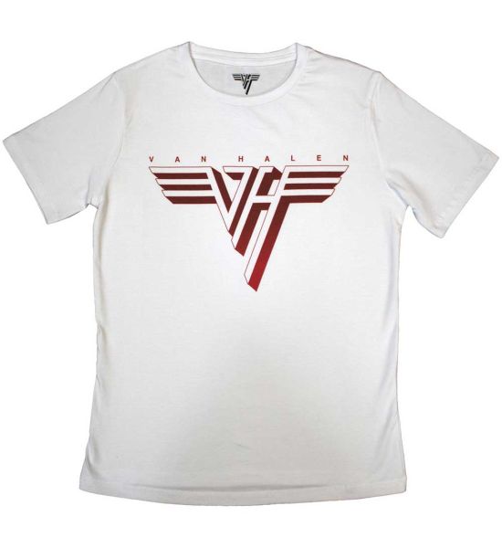 Van Halen: Classic Red Logo - Ladies White T-Shirt