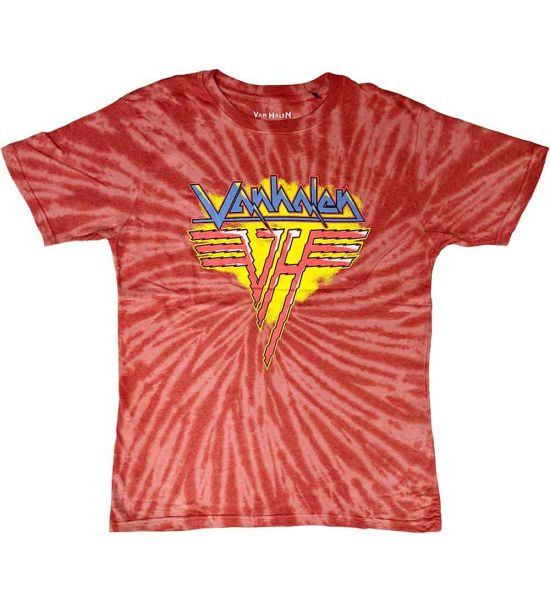 Van Halen: Jagged Logo (Dip Dye, Dye Wash) - Red T-Shirt