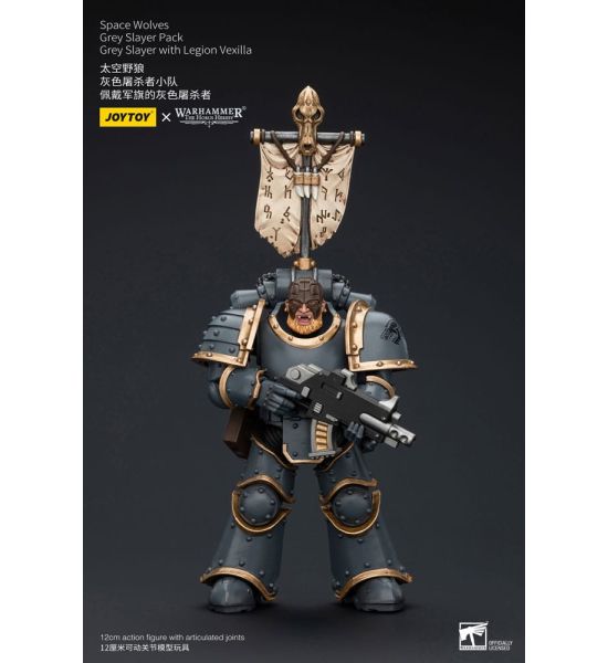 Warhammer: Space Wolves Grey Slayer Pack Grey Slayer With Legion Vexilla 1/18 Action Figure (12cm) Preorder