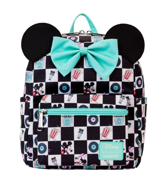 Loungefly Disney: Mickey and Minnie Date Night Diner AOP Nylon Mini Backpack