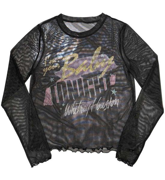 Whitney Houston: I'm Your Baby (Mesh, Sublimation Print) - Black Ladies Long Sleeve T-Shirt