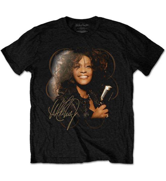 Whitney Houston: Vintage Mic Photo - Black T-Shirt