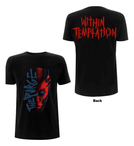 Within Temptation: Purge Outline (Red Face) (Back Print) - Ladies Black T-Shirt