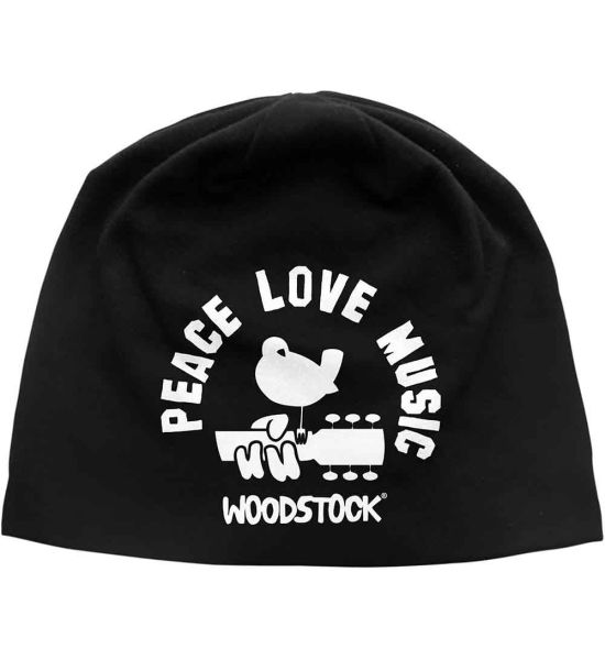 Woodstock: Peace, Love, Music (Discharge Print) - Black Beanie Hat Preorder