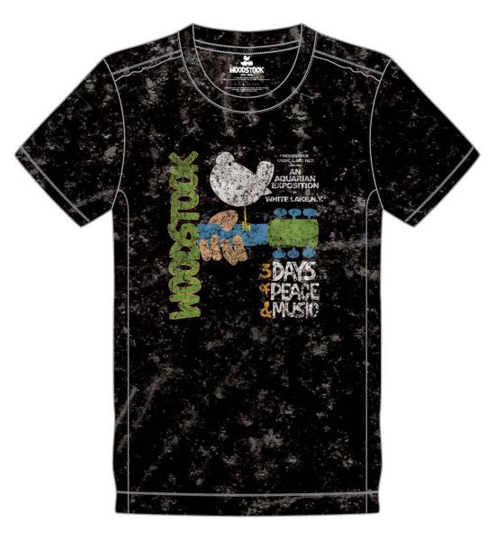 Woodstock: Poster (Snow Wash, Dye Wash) - Black T-Shirt