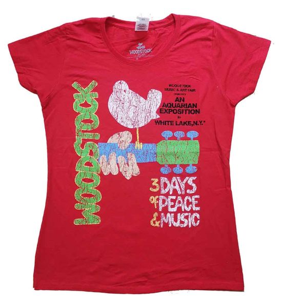 Woodstock: Vintage Classic Poster - Ladies Red T-Shirt