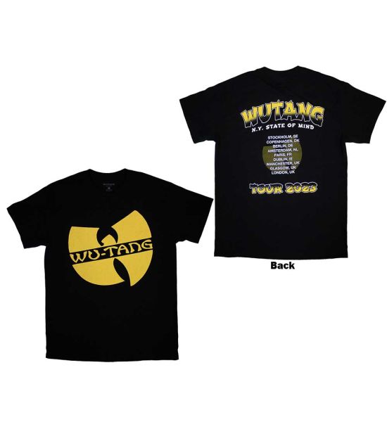 Wu-Tang Clan: Tour '23 Slanted Logo State Of Mind (Back Print) - Black T-Shirt