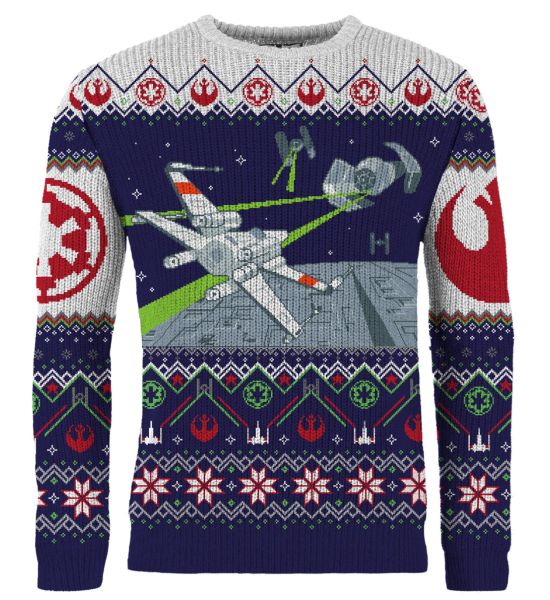 Buy the Star Wars X Wing vs TIE Fighter Christmas Sweater Free Shipping Merchoid