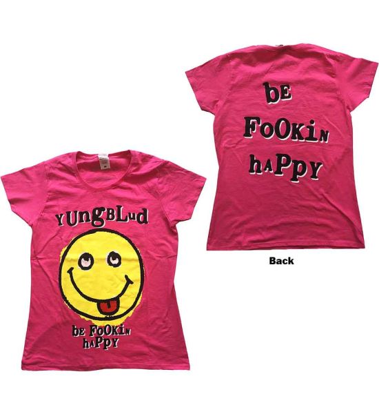 Yungblud: Raver Smile (Back Print) - Ladies Pink T-Shirt