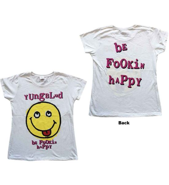 Yungblud: Raver Smile (Back Print) - Ladies White T-Shirt