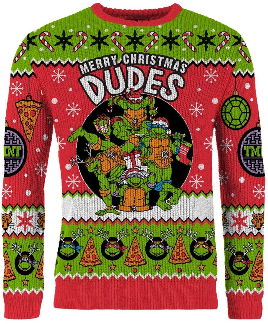 Ninja Turtles Heads & Pizza Christmas Sweatshirt