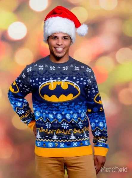 Batman Holiday Hat Ugly Christmas Sweater for Kids